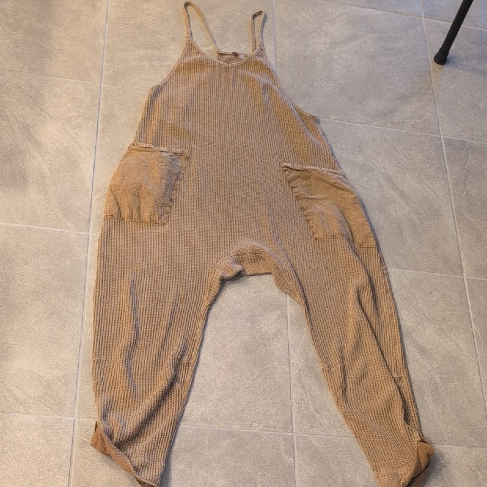 Relaxed Fit Tan Jumpsuit